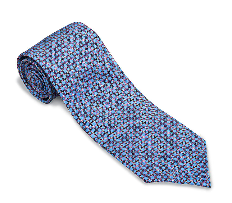 Light Blue Circle Links Necktie

