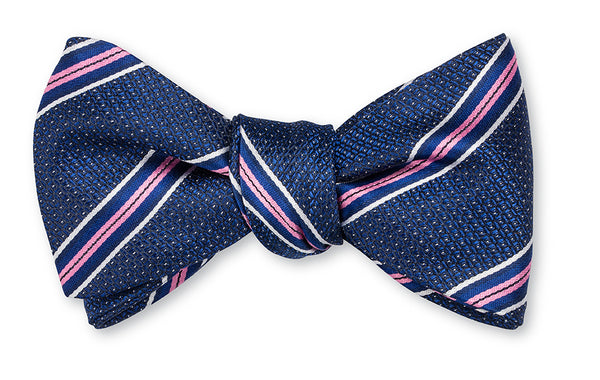 Navy Edwards Stripes Bow Tie