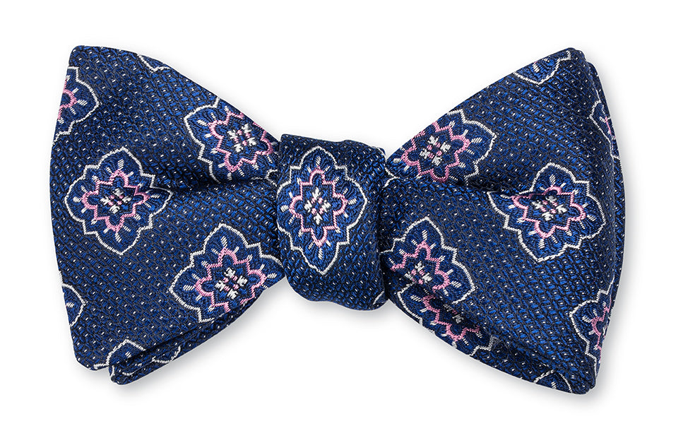 Navy Edwards Medallions Bow Tie