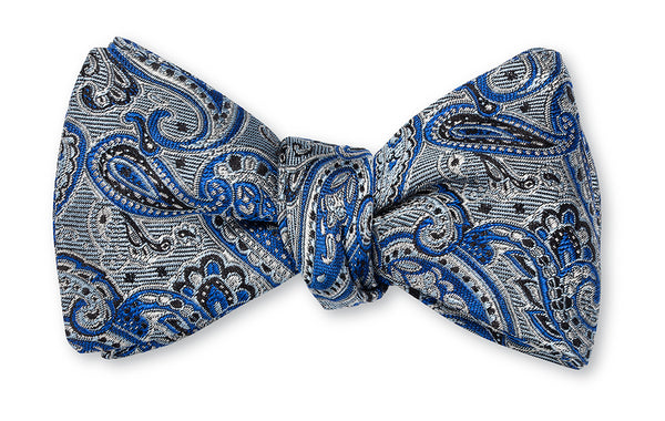 Gray/Blue Glendale Paisley Bow Tie