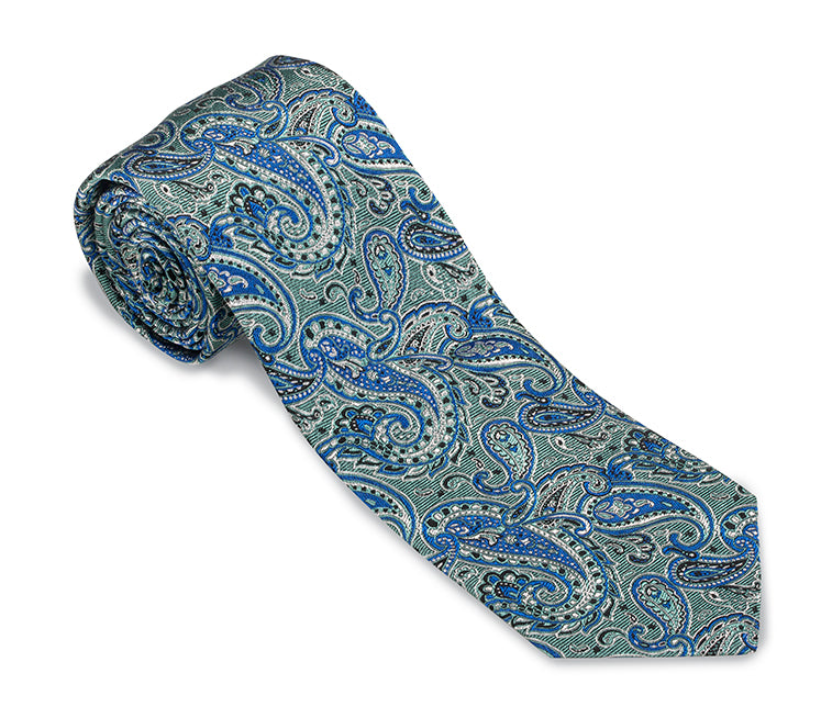 Sage/Blue Glendale Paisley Necktie