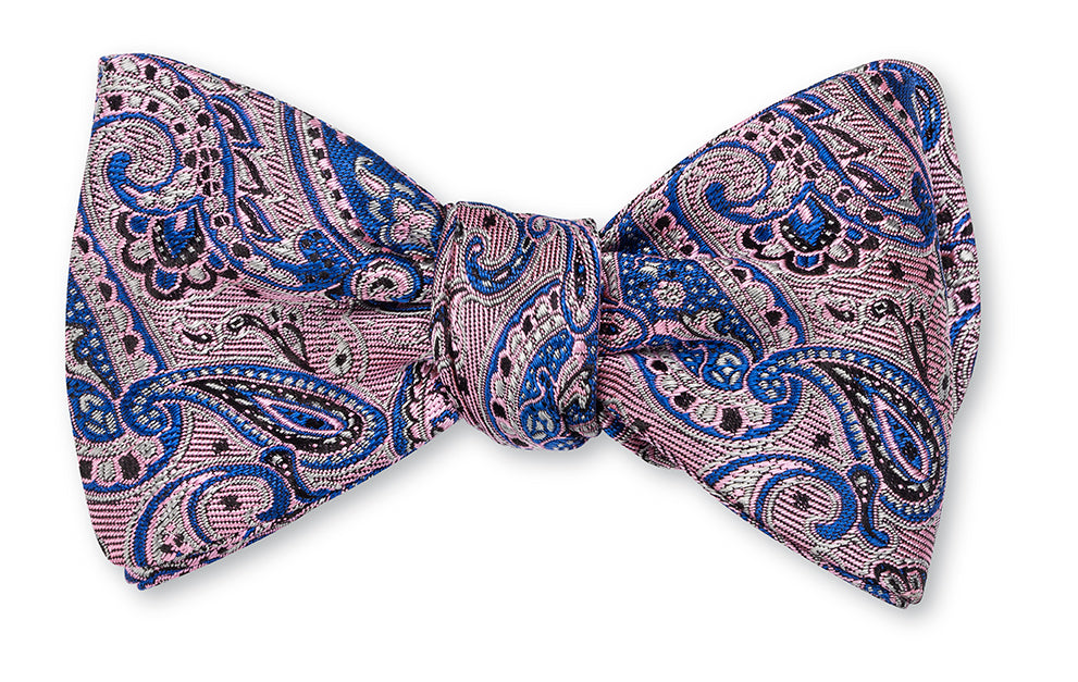 Pink/Blue Glendale Paisley Bow Tie
