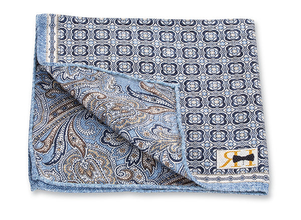 Navy Medallion/Paisley Pocket Square