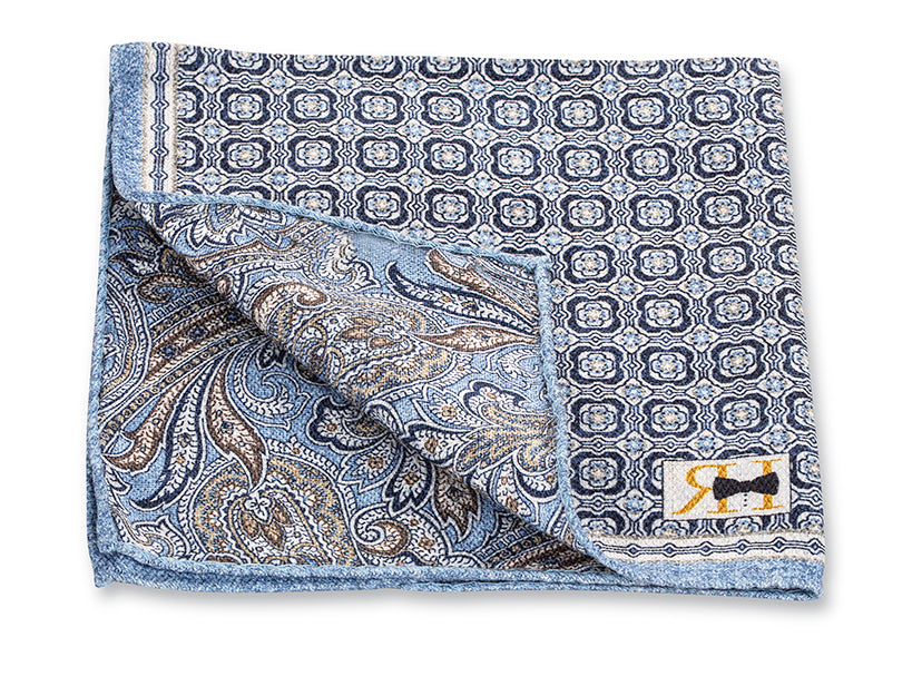 Navy Medallion/Paisley Pocket Square