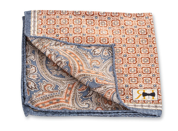Caramel Medallion/Paisley Pocket Square