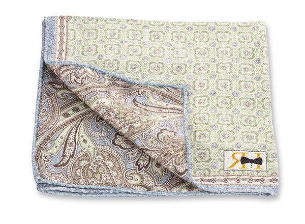 Sage Medallion/Paisley Pocket Square