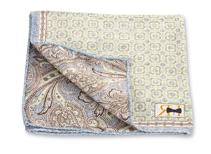 Sage Medallion/Paisley Pocket Square