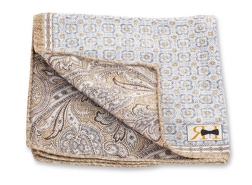 Lt. Blue Medallion/Paisley Pocket Square