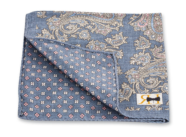 Graphite Paisley/Neat Pocket Square