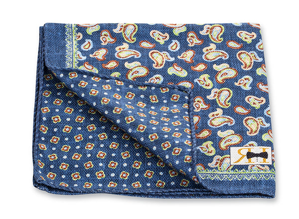 Navy Pine/Neat Pocket Square
