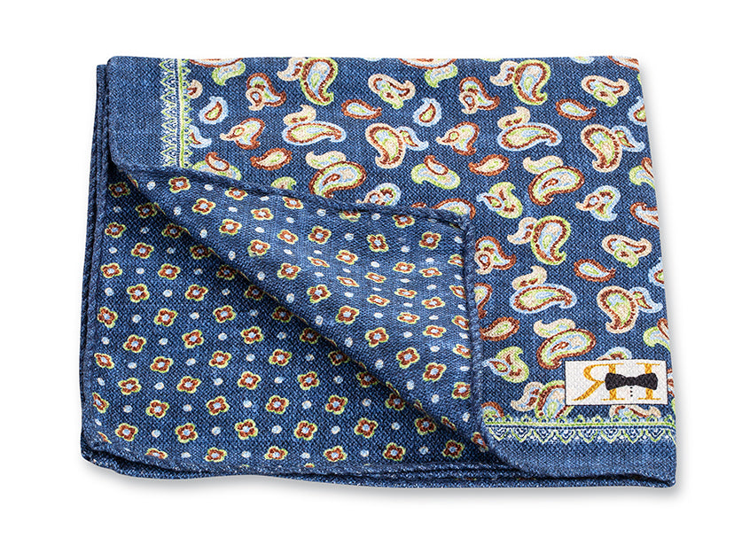 Navy Pine/Neat Pocket Square