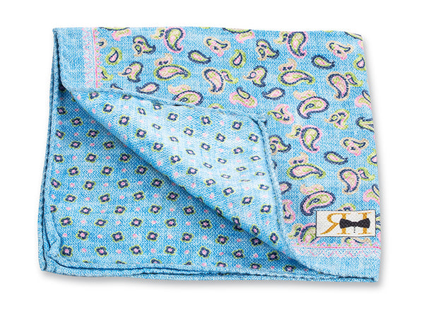 Light Blue Pine/Neat Pocket Square