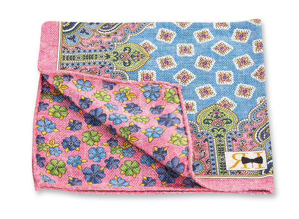 Pink Patchwork/Flower Pocket Square