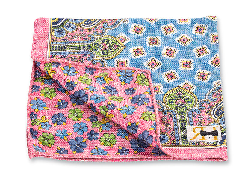 Pink Patchwork/Flower Pocket Square
