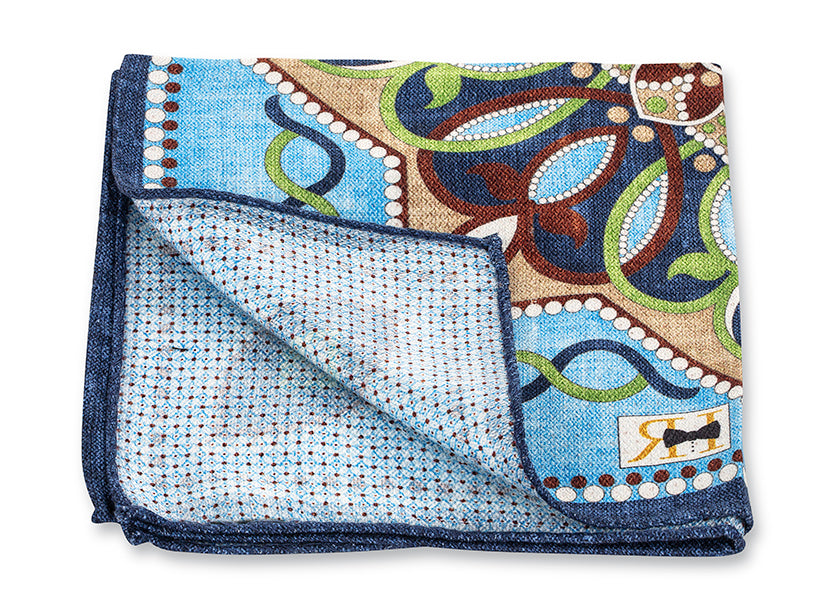 Light Blue Large Medallion/Micro Pocket Square