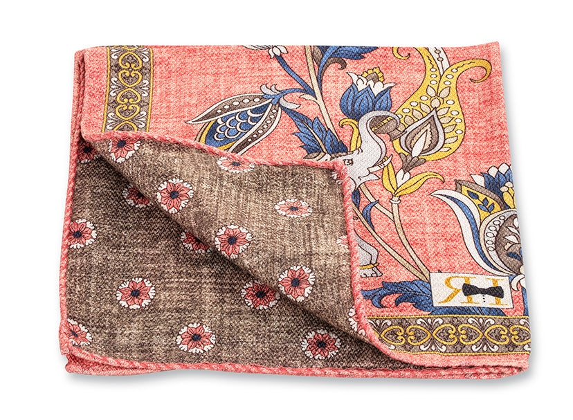Coral Elephant/Medallion Pocket Square