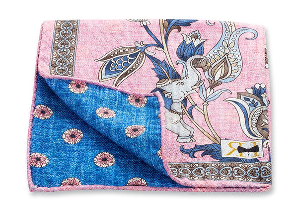 Pink Elephant/Medallion Pocket Square