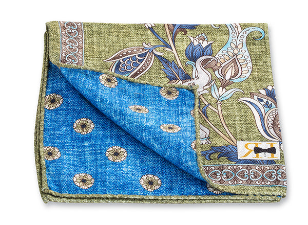 Sage Elephant/Medallion Pocket Square