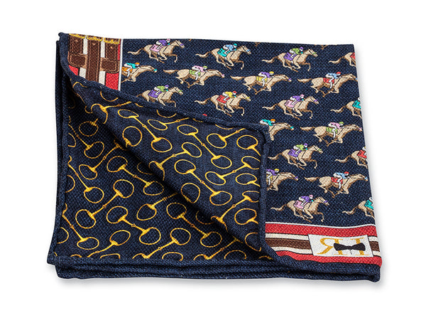 Navy Derby Pocket Square