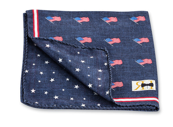 Navy USA Flag Pocket Square