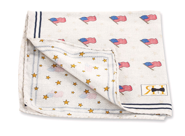 White USA Flag Pocket Square