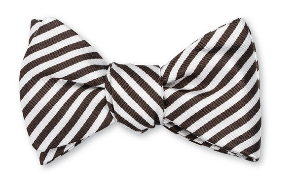 Brown/White Sherman Striped Bow Tie