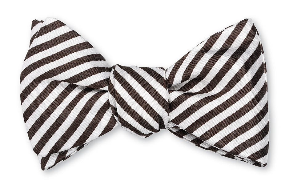 Brown/White Sherman Striped Bow Tie