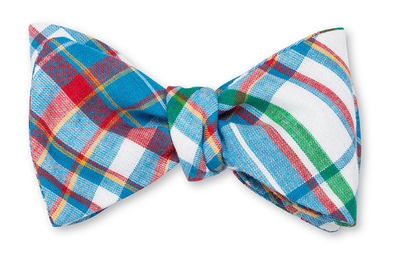 Blue/Green/Red Madras Bow Tie