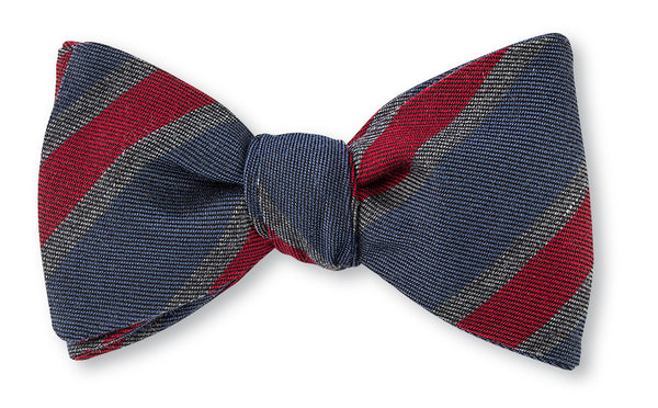 Dark Blue/Ruby Jessica Stripes Bow Tie