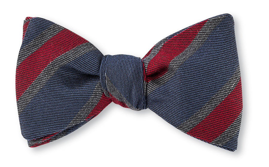 Dark Blue/Ruby Jessica Stripes Bow Tie