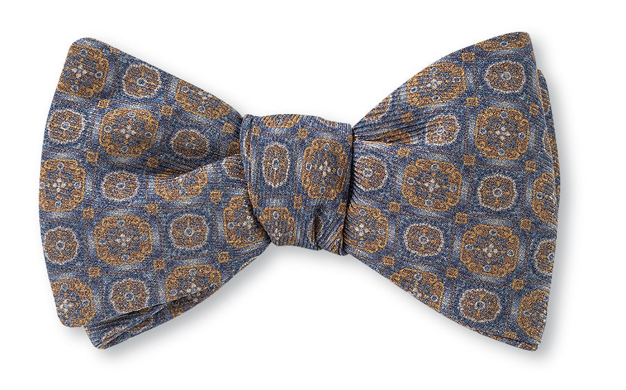 Madder Blue Beacon Medallions Bow Tie