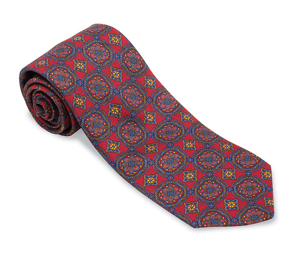 Red Caldwell Medallions Necktie