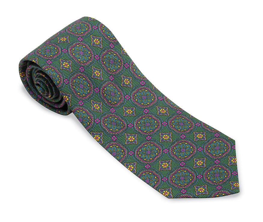 Green Caldwell Medallions Necktie