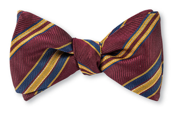 Wine Delta Stripes Bow Tie