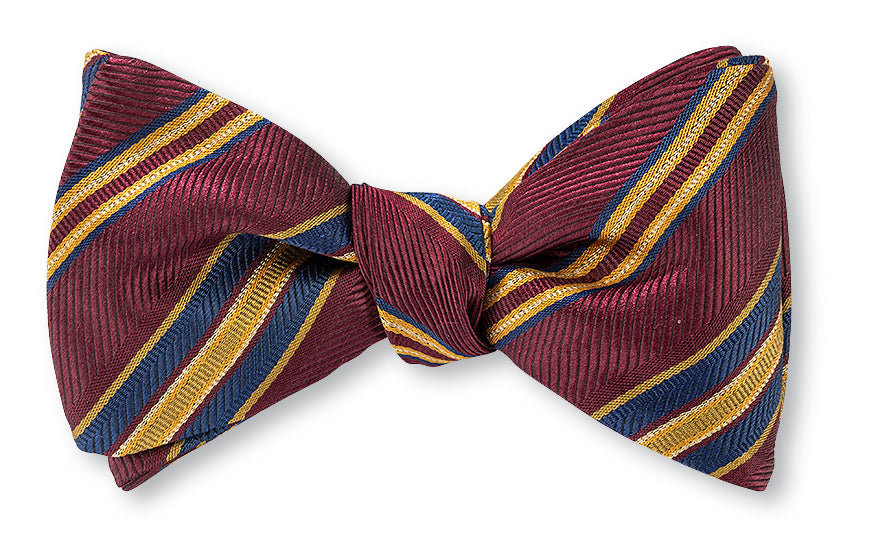 Wine Delta Stripes Bow Tie