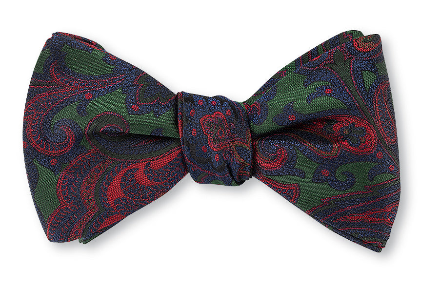 Green Delta Paisley Bow Tie