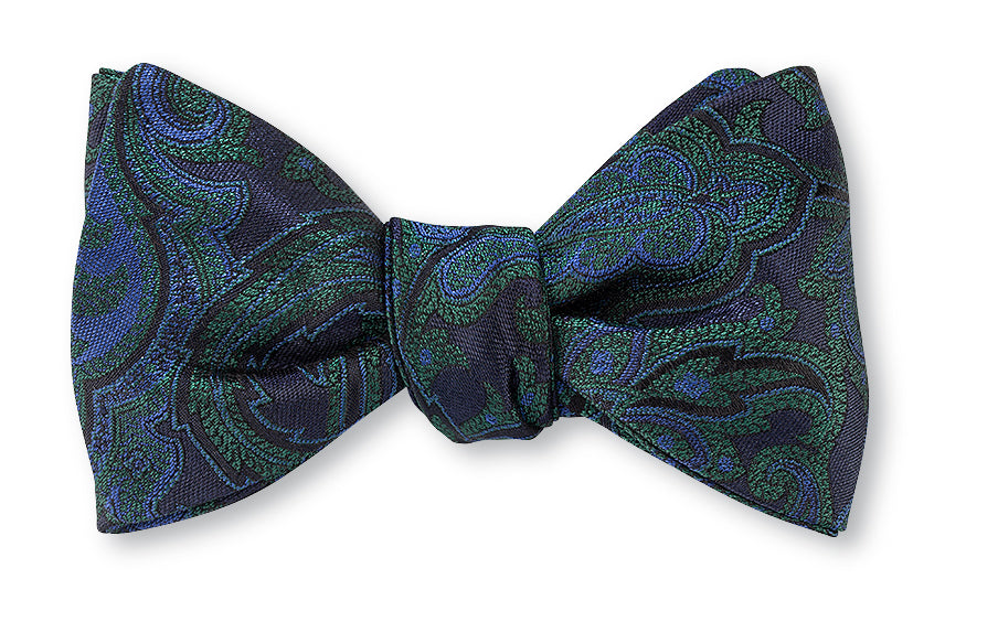 Navy Delta Paisley Bow Tie