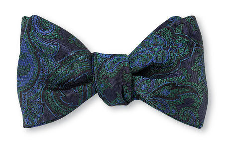 Navy Delta Paisley Bow Tie
