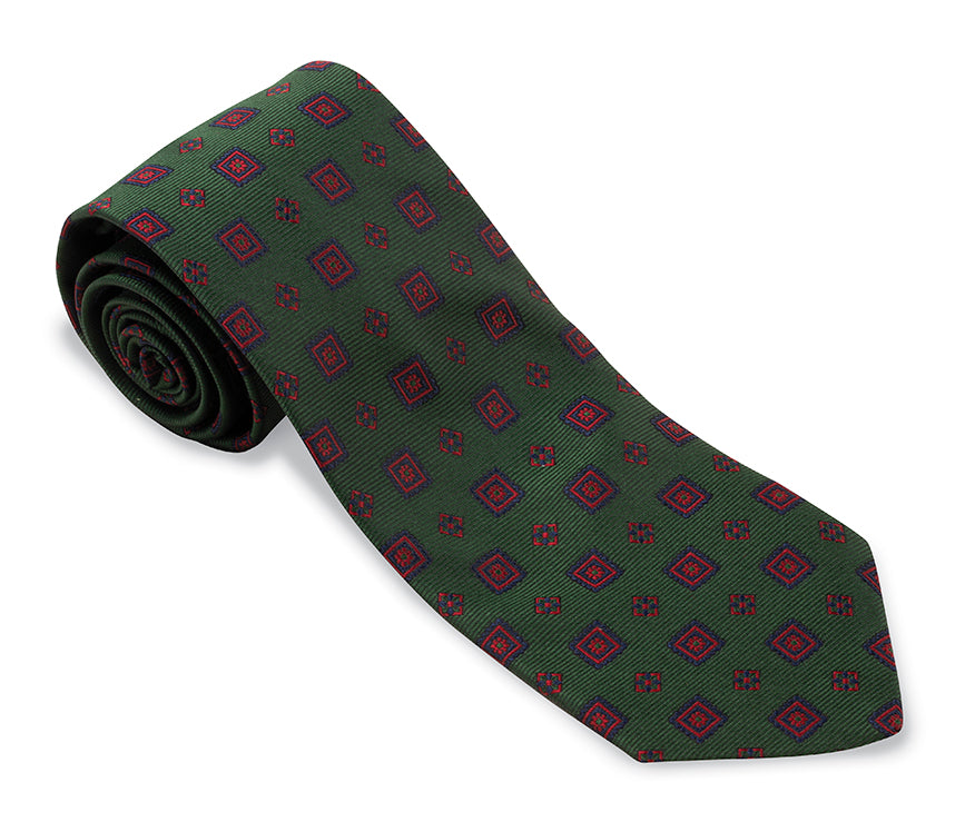 Green Delta Medallions Necktie