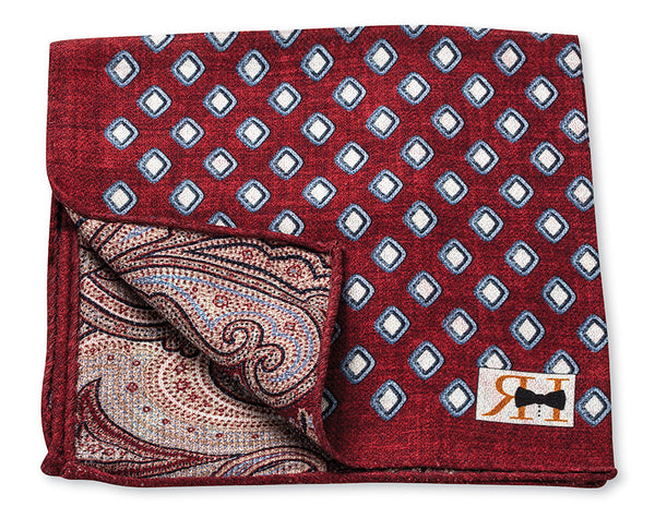 Red Diamond/Paisley Pocket Square
