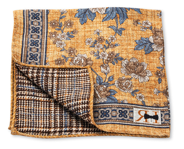 Yellow Flower/Plaid Pocket Square