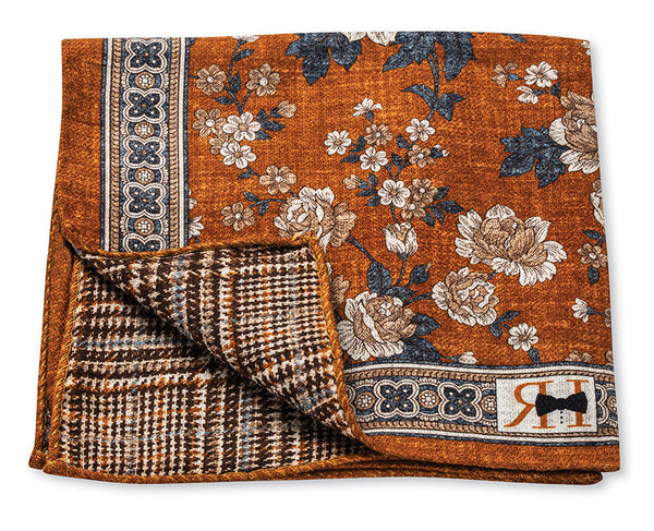 Henna Flower/Plaid Pocket Square
