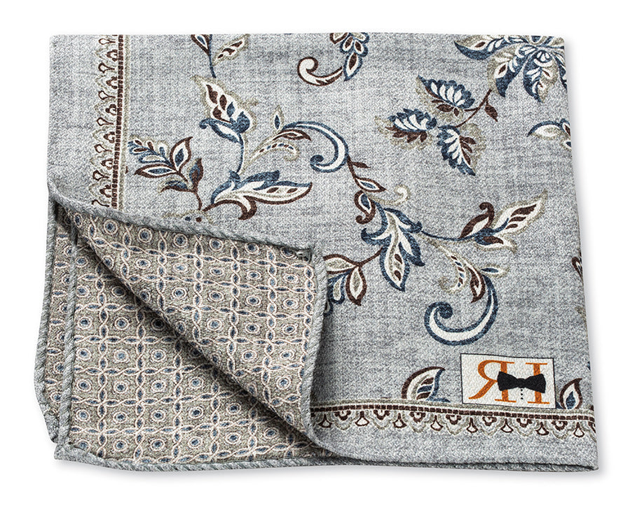 Gray Vine/Geometric Pocket Square