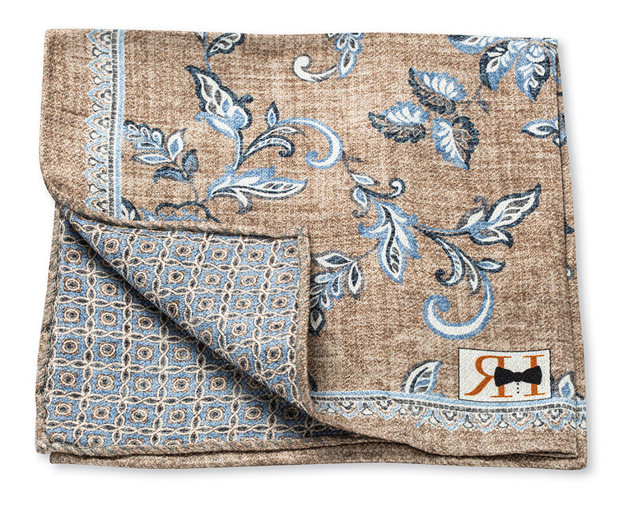 Tan Vine/Geometric Pocket Square