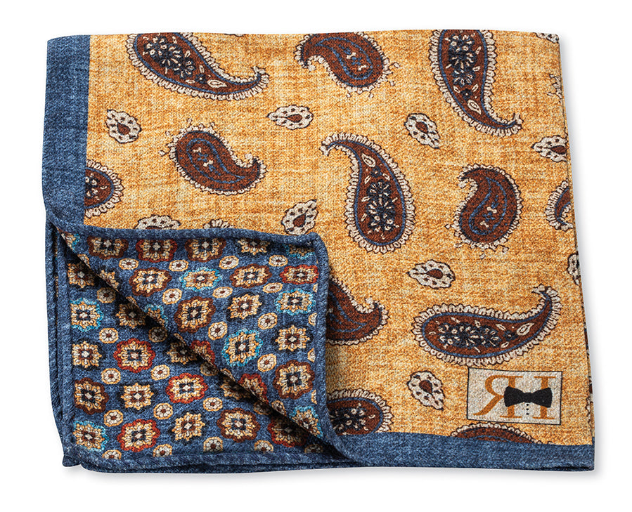Yellow Pine/Circles Pocket Square