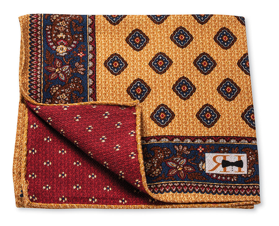 Yellow Diamond/Small Flower Pocket Square
