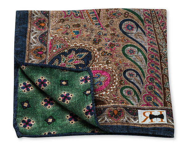 Navy Peacock/Foulard Pocket Square