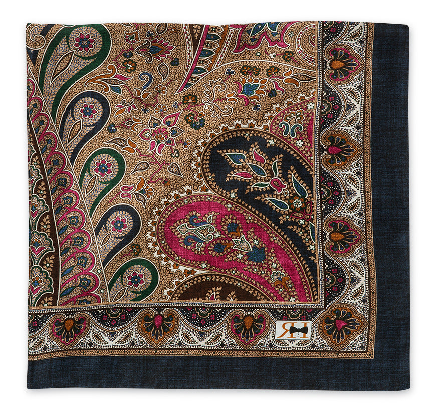 Ladie's Navy Peacock Paisley Scarf