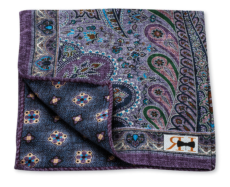 Purple Peacock/Foulard Pocket Square