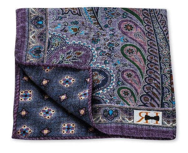 Purple Peacock/Foulard Pocket Square